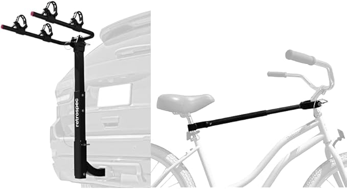 Retrospec Lenox 2-5 - Bike Hitch Rack for Cars, Trucks, SUVs with 2” Hitch | Foldable Steel Frame with Anti-Rattle Adapter, Tie Down Cradles and Straps - Fits Most Frames