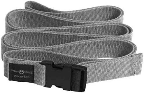Hugger Mugger Quick-Release 10 ft. Yoga Strap - Gray - Super Strong Cotton, Easy to Attach and Release, Easily Adjustable