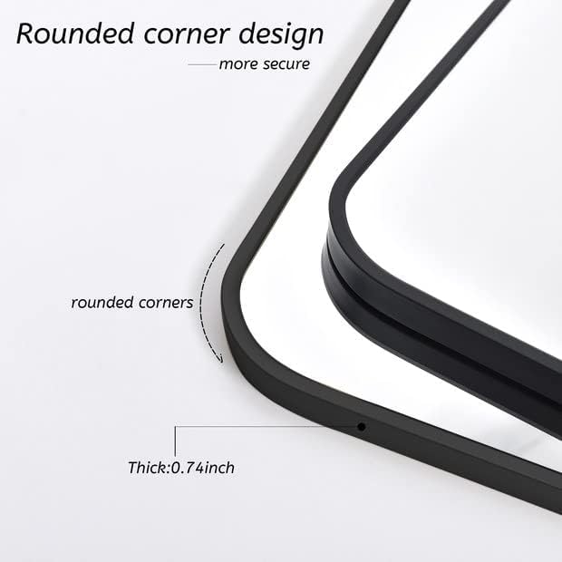 30" x 55"Bathroom Mirror, Matte Black Wall Mirror with Metal Frame, Decorative Rectangular Vanity Mirror for Bedroom Bathroom Living Room Entryway (Horizontal/Vertical)