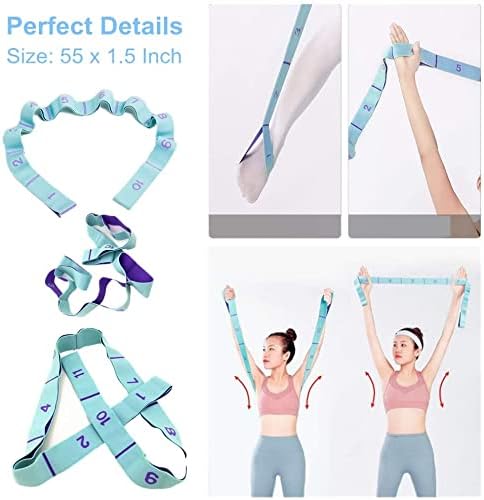 Elastic Stretching Strap with 11 Loops, Multi-Loop Yoga Stretching Strap Elastic Exercise Band, Improve Flexibility Arm Leg Stretching Strap Home Gym Equipment for Physical Therapy Pilates Gymnastics