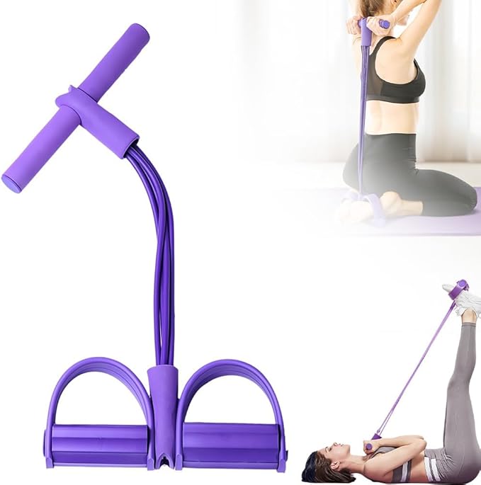 21 Fitness Resistance Bands-6 Tube Pedal Ankle Puller | 2025 Upgrade 6-Level Elastic Exercise Bands with Yoga Pedal | Natural Latex Workout Equipment for Sit Up/ABS/Leg Training (Women & Men)