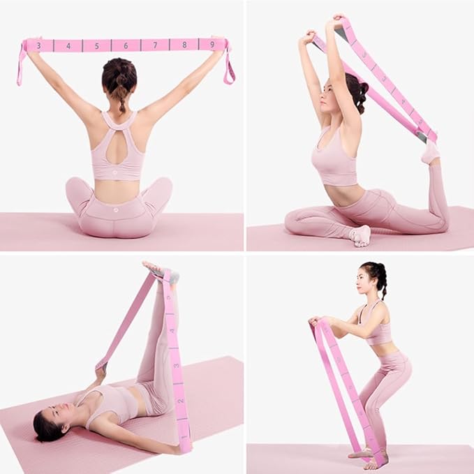 11 Loops Stretch band - Yoga, Pilates, Ballet, and Physical Therapy Stretching strap for Flexibility, Leg Stretching, and Exercise - Durable Stretching equipment for Dance and Fitness