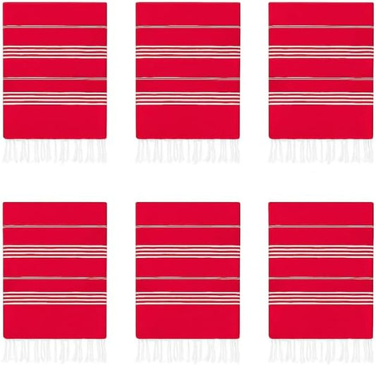 HAVLULAND Turkish Beach Towels Oversized -100% Turkish Cotton Super Soft Lightweight - Absorbent and Quick Drying Bath Towel - Sand Free Beach Towel - Turkish Towels for Adults (Red, 12 Pack)