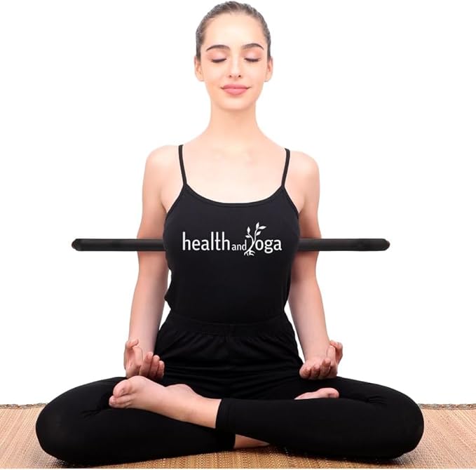 HealthAndYoga™ StretchNHeal Collapsible Multi-Use Wooden Yoga Stick - Regular and XL - Portable Posture Corrector Pole, Stretch Mobility Stick, Physical Workout Exercise Dowel