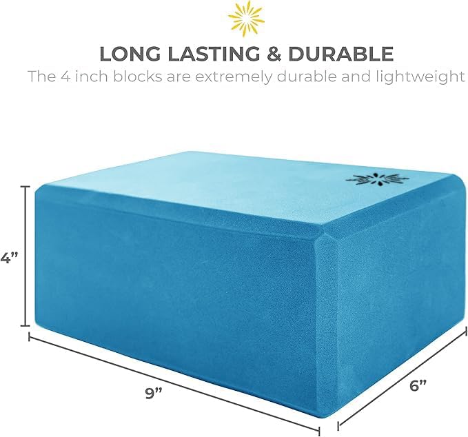 Sunshine Yoga 4" Yoga Block, 10 Pack Bulk EVA Foam Yoga Blocks, Firm and Supportive Yoga Brick, Balance Foam for Stretching, Pilates, and Workout, 4" x 6" x 9"