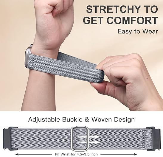 L70 Smart Watch Bands, 22mm Breathable Elastic Nylon Bands stretch for QONBINK L70, Jacoosa L70, ganopterygon L70, BHNYBWUL L70 Smartwatch Replacement Wristband Adjustable Straps (3-Pack)
