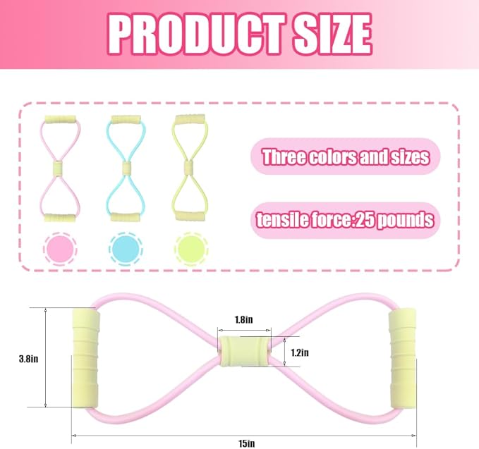Figure 8 Fitness Resistance Bands with Handles, Yoga Resistance Band Stretch Fitness Band, Chest Expander, for Arm and Shoulder Stretch, Rope 8 Word Elastic for Women and Men(3 Pack)