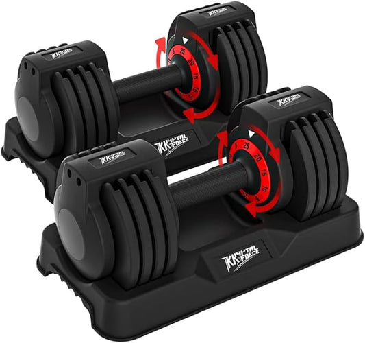25/55lbs Adjustable Dumbbells Set, Dumbbells with Anti-Slip Metal Handle for Exercise & Fitness Fast Adjust Weight for Full Body Workout Fitness