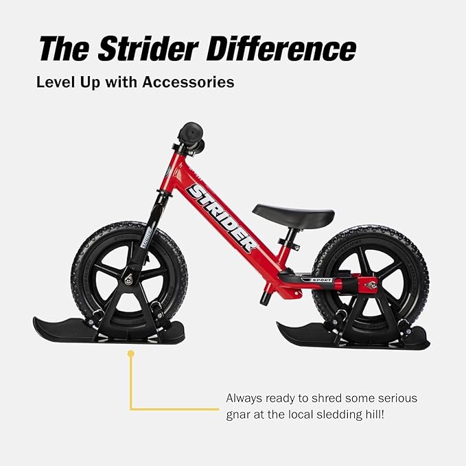 Strider 12??Snow Skis Set - Transform Balance Bike into Sled - Fits All Our 12??Balance Bikes - For Kids 1 to 4 Years - Tool-Free Assembly