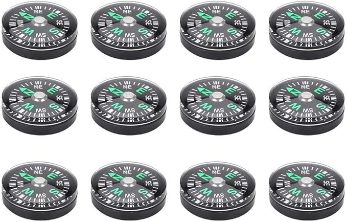 12 Pcs Button Compass 20mm Mini
