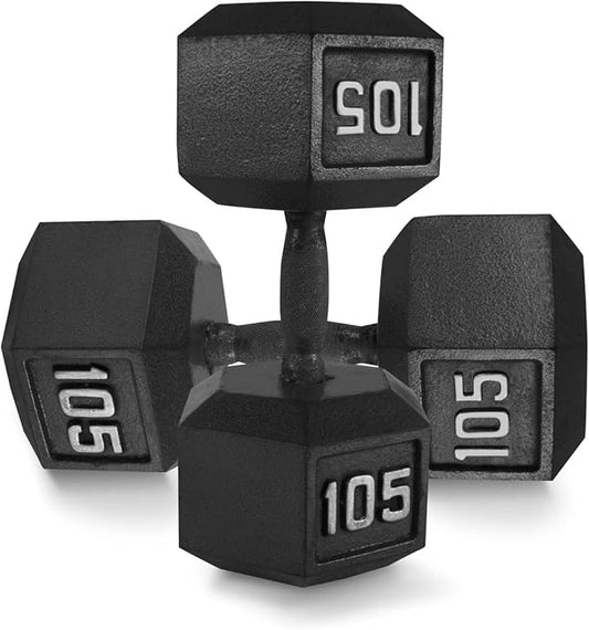 WF Athletic Supply Cast Iron Solid Hexagon Gray/Black Dumbbells, Strength Training Free Weights Set of 2 for Women and Men, Hand Weights Sold by Pairs, Multi-Select Size Options Available