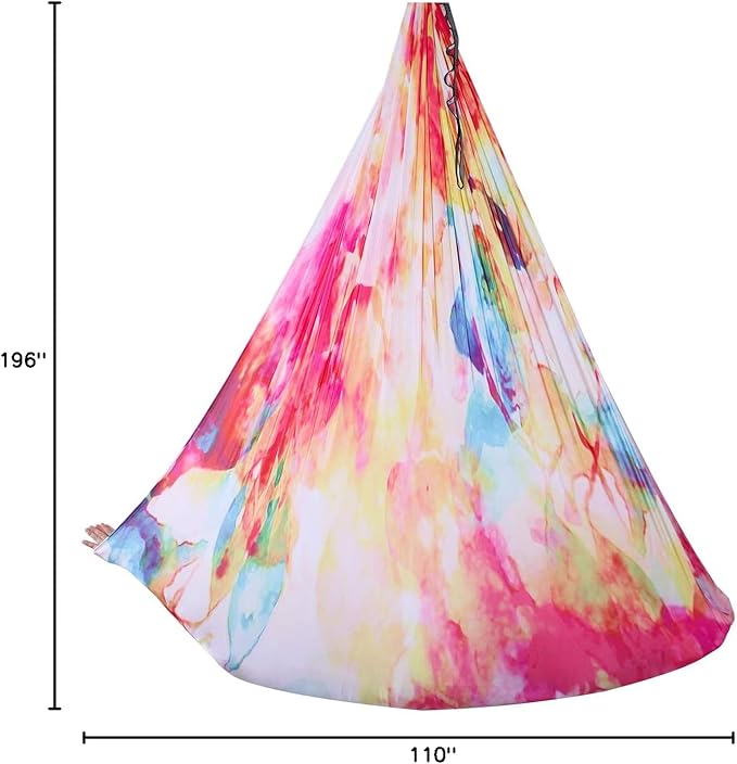 F.Life Aerial Yoga Hammock kit- Yoga Swing Multicolor 5 yards-Flying Yoga Include Daisy Chain,Carabiner and Pose Guide