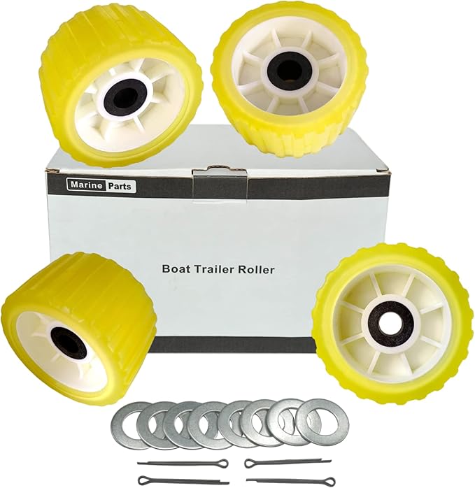 4 Pcs 5" X 3" Boat Trailer Wobble Rollers Polyurethane Mounting Hole Diameter 3/4"