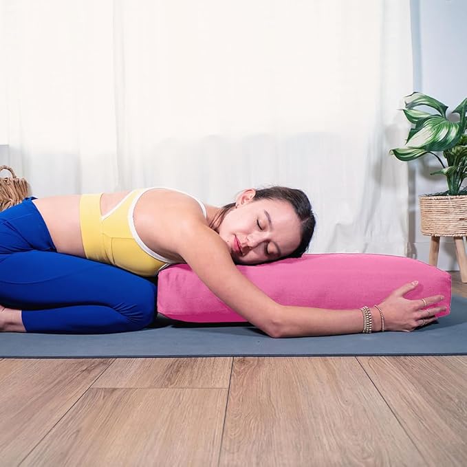 Sol Living Yoga Bolster Pillow Rectangular Meditation Cushion Cotton Meditation Accessories for Restorative Yoga Meditation Pillow Yoga Pillow Firm Body Pillow Bolster Pillow for Legs Removable Cover