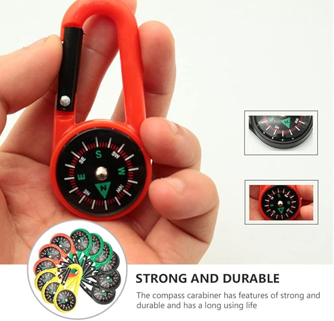 12Pcs Carabiner Compass for Kids Compass Hiking Mini