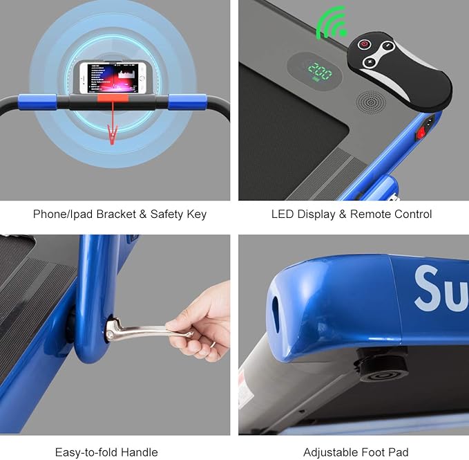GYMAX Walking Pad, 2 in 1 Free Installation Under Desk Treadmill with Smart App, Remote Control & LED Display, 2.25HP Foldable Portable Compact Running Machine for Small Spaces Home Office