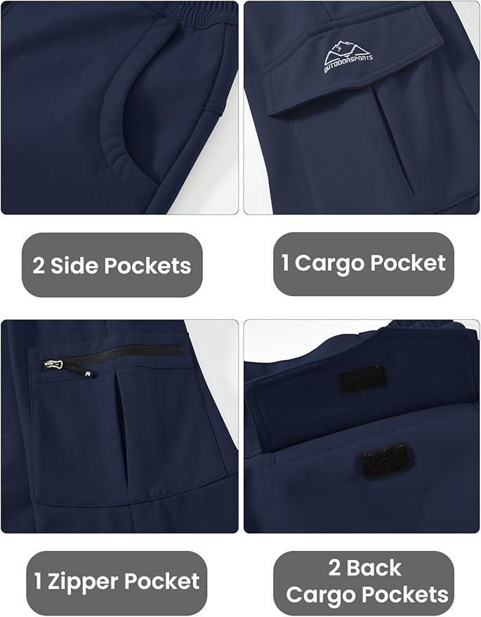 TBMPOY Men's Snow Ski Fleece Lined Hiking Pants Waterproof Winter Snowboard Warm Outdoor Insulated Pants Windproof