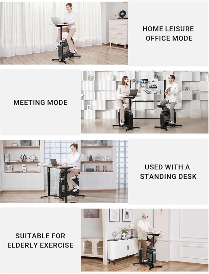 Exercise Bike with Desk, Adjustable Resistance, All-in-one Under Desk Bike, Stationary Bike Indoor Workstation 264 LBS Heavy Duty