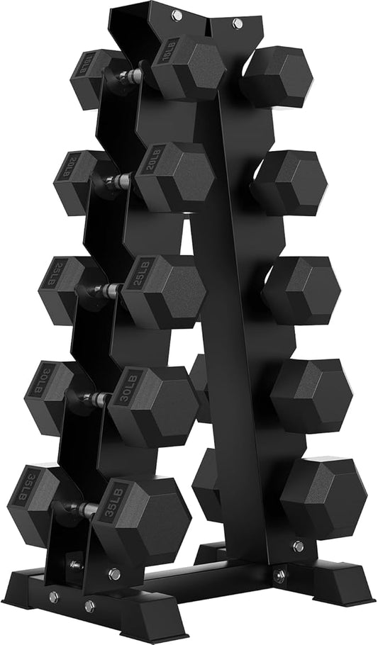 Hex Dumbbell Sets with Rack, 60-550 lb Rubber Encased Exercise & Fitness Dumbbells Set with Rack Option, Hand Weight for Strength Training, Weight Dumbbells