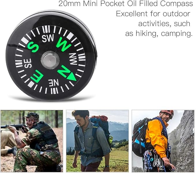 12 Pcs Button Compass 20mm Mini