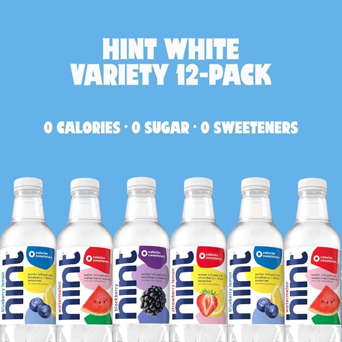 Hint Bottled Water, Red & White Variety Pack Bundle - Purified Flavored Water with Zero Calories, Sugar Free, Natural Flavors - 16 Fl Oz (Pack of 24)