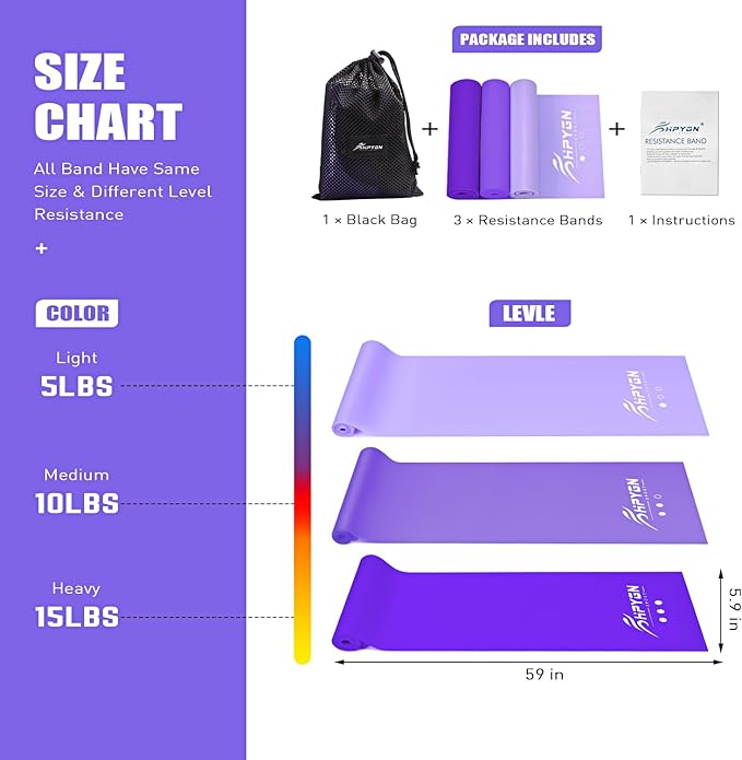 Resistance Bands, Exercise Bands, Physical Therapy Bands for Strength Training, Yoga, Pilates, Stretch Elastic Band with Different Strengths, Workout Bands for Home Gym