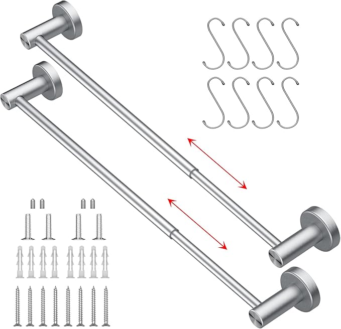 2 Pack Adjustable 16 to 27.6 Inch Single SUS304 Stainless (1" Diameter)