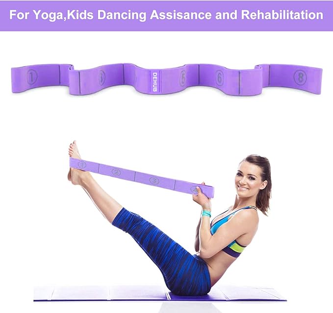 Stretch Strap, Elastic Yoga Stretching Strap, Multi-Loop for Physical Therapy, Pilates, Yoga, Dance & Gymnastics Exercise and Flexible Pilates Stretch Band