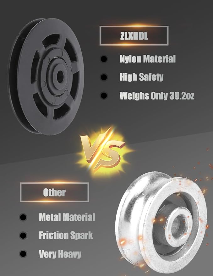 10 Pcs Nylon Pulley Wheel OD 3.7in Nylon Bearing Pulley Wheel for Gym Equipment Smooth Nylon Wheel Replace for Gym Equipment Part Cable Exercise Machine Attachments Used for Wire Rope Traction