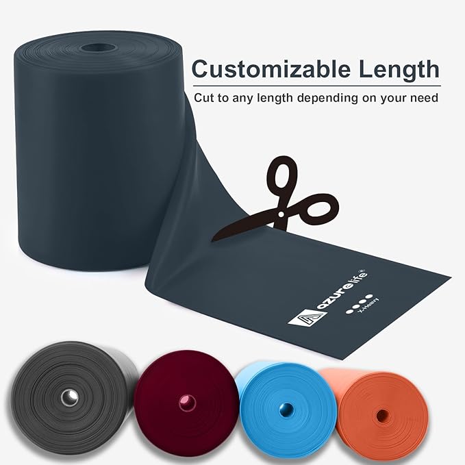 Professional 8 Yards Bulk Resistance Bands Rolls or 5,6,7 ft. Long Non-Latex Elastic Exercise Bands, Stretch Bands for PT, Yoga, Pilates, Rehab, at-Home or The Gym Workouts