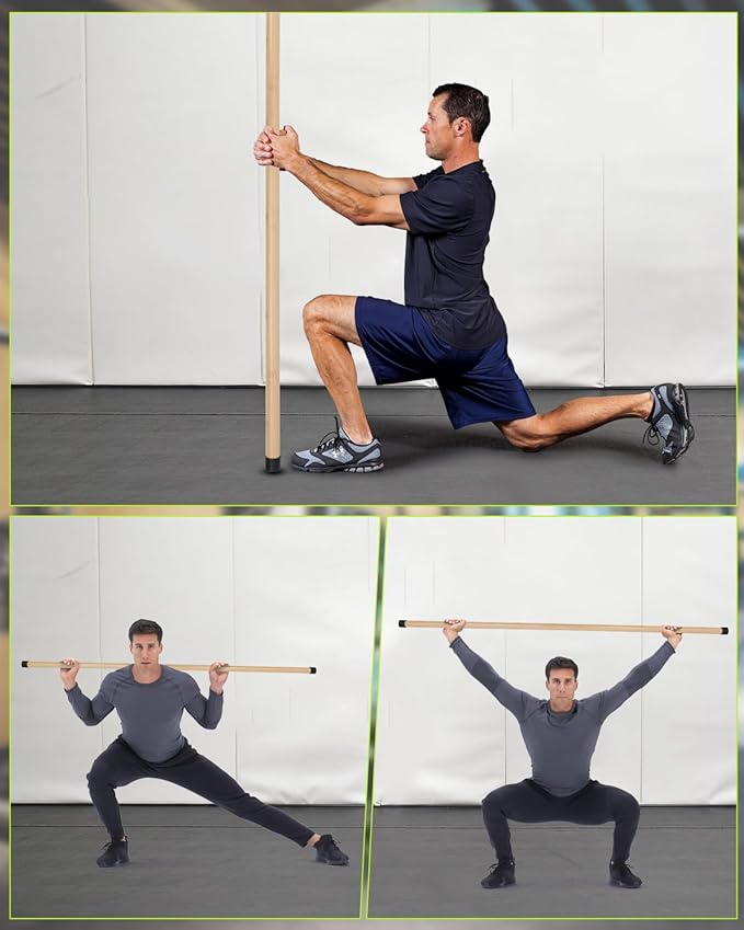 Yoga Stick, 5ft Exercise Stick for Mobility, Stretching Stick with Non-Slip Ends, Exercise Dowel for Pilates, Balance Pole and Stretch Bar for Stretching Equipment