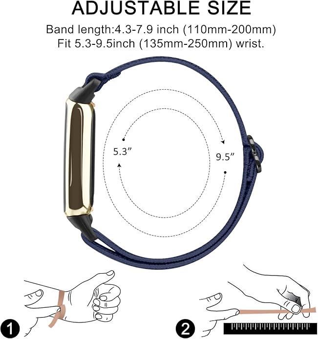 2 Pack Adjustable Elastic Bands for Fitbit Luxe Bands