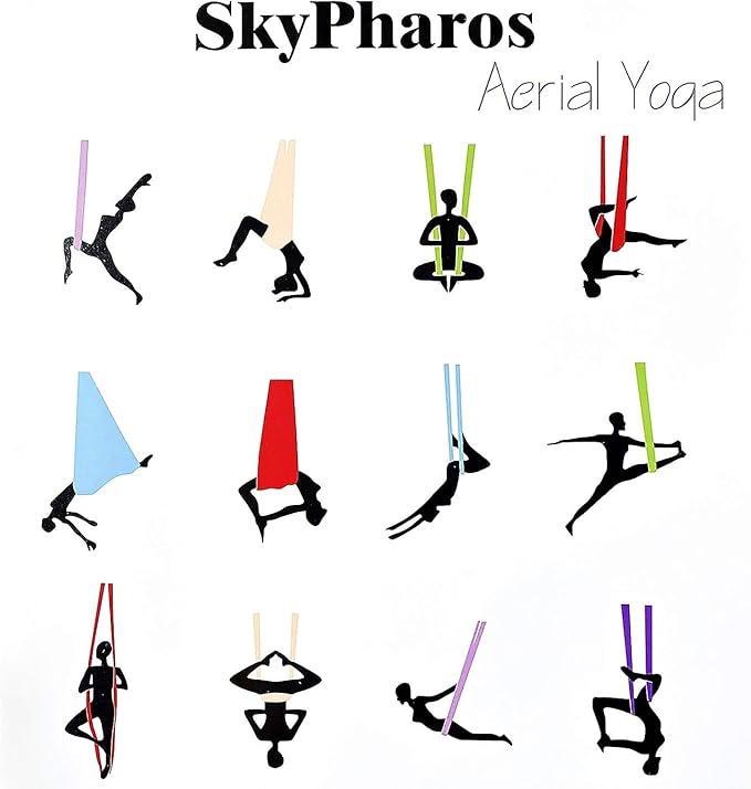 5.5 Yards Aerial Silks Yoga Swing Set - Aerial Yoga Hammock Kit Anti-Gravity Flying for Fitness, Low/Non Stretch Nylon Tricot Fabric Hardware Included for Dance