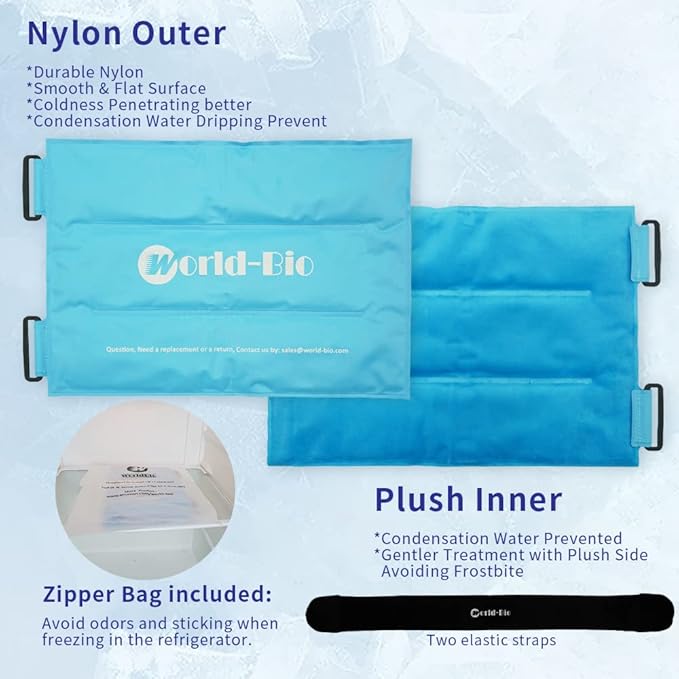 Knee Ice Pack Wrap for Pain Relief, Reusable & Flexible Gel Cold Pack for Leg Injuries, Swelling, Replacement Surgery, Hot & Cold Compress Knee Ice Wrap for Arthritis, Post-Surgery Recovery