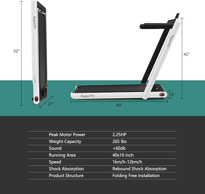 GYMAX Walking Pad, 2.25HP Dual Display Foldable Treadmill for Home with Remote/Smart App Control, Portable Compact Treadmill for Office Under Desk, Folding Running Machine for Small Spaces