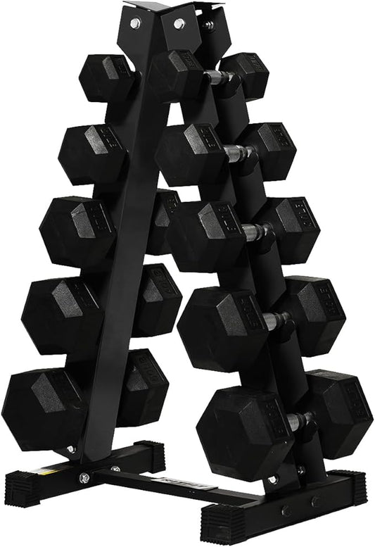RITFIT 300/350/450/650/180/200/210 LB Rubber Hex Dumbbells Set with Optional Dumbbell Rack, Multi Weight Set to Choose, Ideal for Home Gym and Fitness
