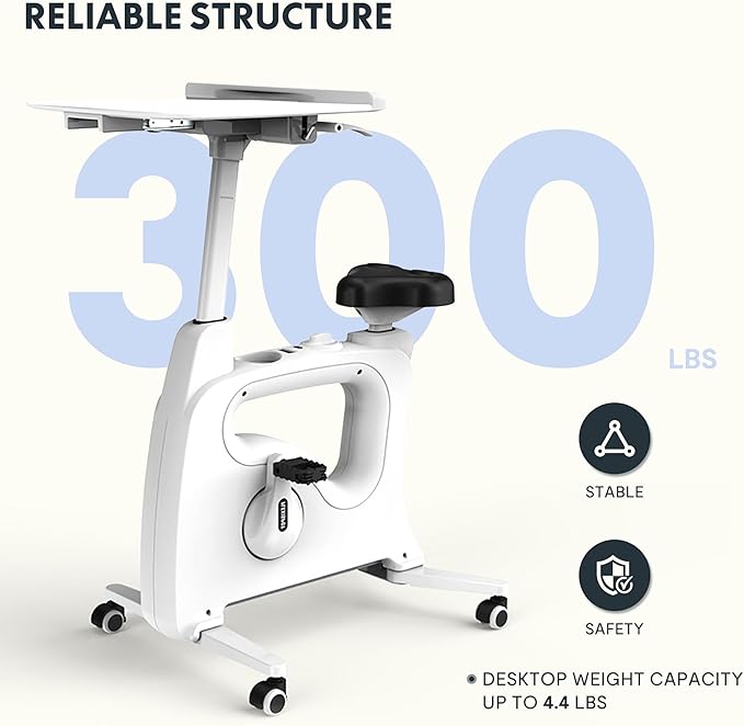 FLEXISPOT Exercise Bike with 2D Desktop, Space Saving Under Desk Bike with Removable Desk, Stationary Bikes Indoor Bikes with 300LBS Heavy Duty 8-Level Resistance Flywheel Optional LCD, V9PRO/V9MAX