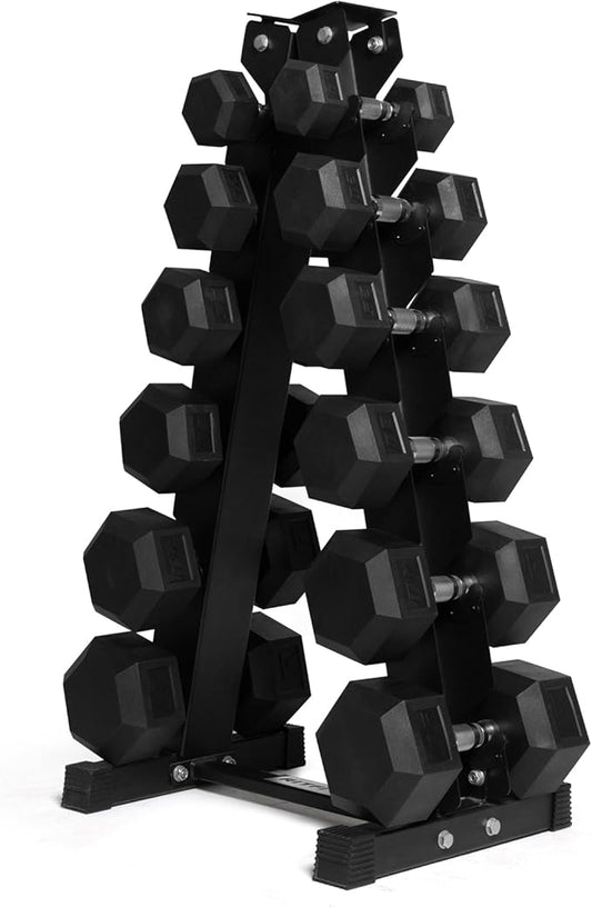 RitFit 5-650 LBS PVC Encased Hex Dumbbell Sets with Optional Rack for Home Gym, Hand weight with Chrome Handle for Strength Training, Workouts