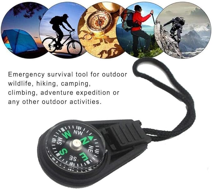 1Pc Black Wrist Compass Lanyard Type Convenient Small