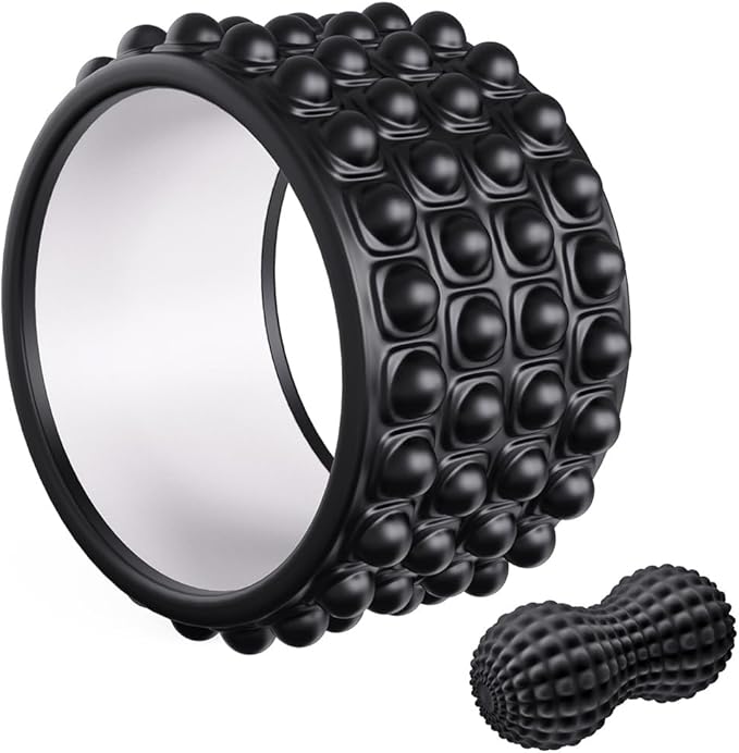 Kipika Back Roller Wheel,Back Stretcher,Back Cracker,Yoga Wheel, Foam Roller for Back Pain Relief and Posture Correction with Massage Ball