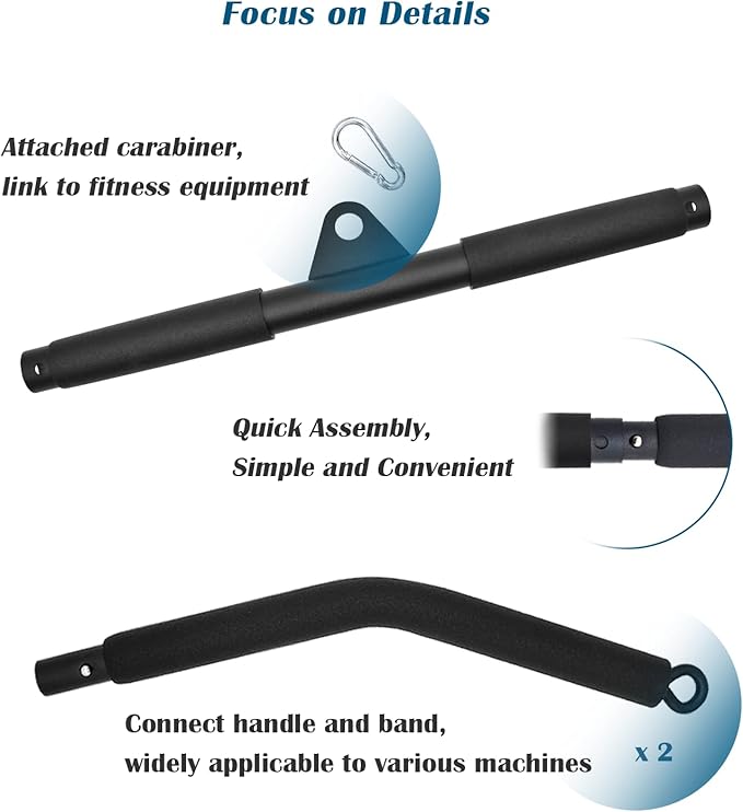 LAT Pull Down Bar, Dual Hook Bar Cable Attachment, Heavy Duty Gym Bar for Cable Machine, Suit for Resistance Band Training, Home Exercise