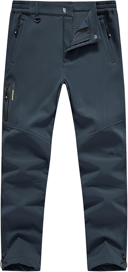 Rdruko Men's Snow Pants Waterproof Insulated Winter Hiking Pants Snowboard Fleece Lined Softshell Ski Pants