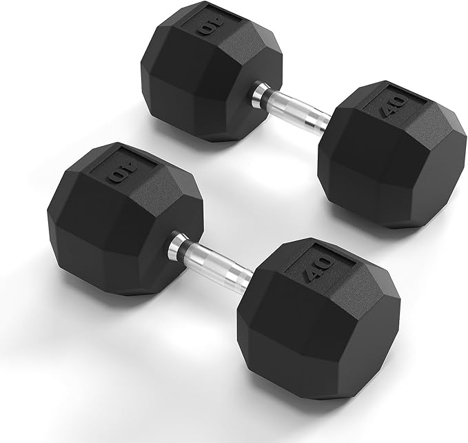 Rubber Coated Hex Dumbbell Weight Set, Multiple Sizes Exercise & Fitness Dumbbells,100LB Set,110LB Set,200LB,350LB,450LB,550LB, 35-50Lbs Pairs for Muscle Toning, Strength Building & Full Body Workout