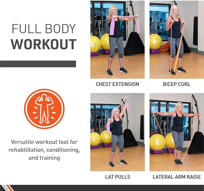 Body Sport Exercise Bands - Resistance Bands in 50 yard Rolls for Fitness, Stretching, or Physical Therapy