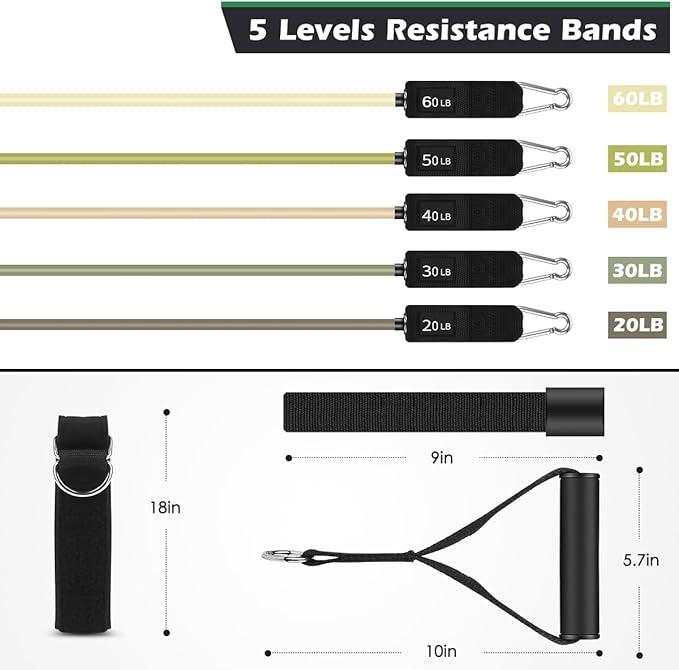 WHATAFIT Resistance Bands, Exercise Bands,Resistance Bands for Working Out, Work Out Bands with Handles for Men and Women Fitness, Strength Training Home Gym Equipment