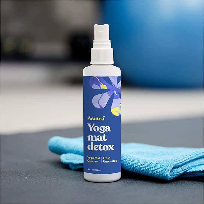 ASUTRA Yoga Mat Cleaner Spray (Fresh & Unscented), 4 fl oz - No Slippery Residue, Deep-Cleansing for Fitness Gear & Gym Equipment, Microfiber Towel Included