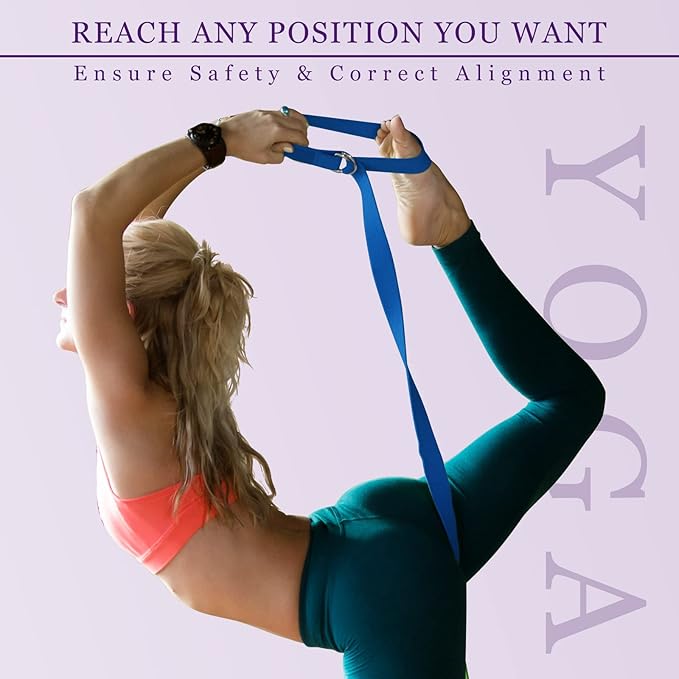 Leyndo 24 Pieces Yoga Strap Stretching Pilates Exercise Adjustable Straps 6 ft Non Elastic Yoga Belt with Adjustable D Ring Buckle for Pilates Gym Workouts Fitness