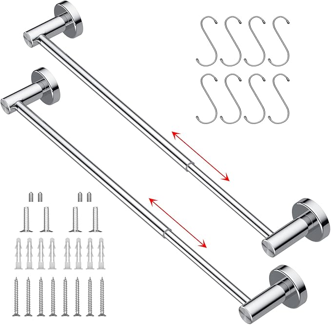 2 Pack Adjustable 16 to 27.6 Inch Single SUS304 Stainless (1" Diameter)