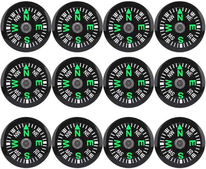 12 Pcs Button Compass 20mm Mini