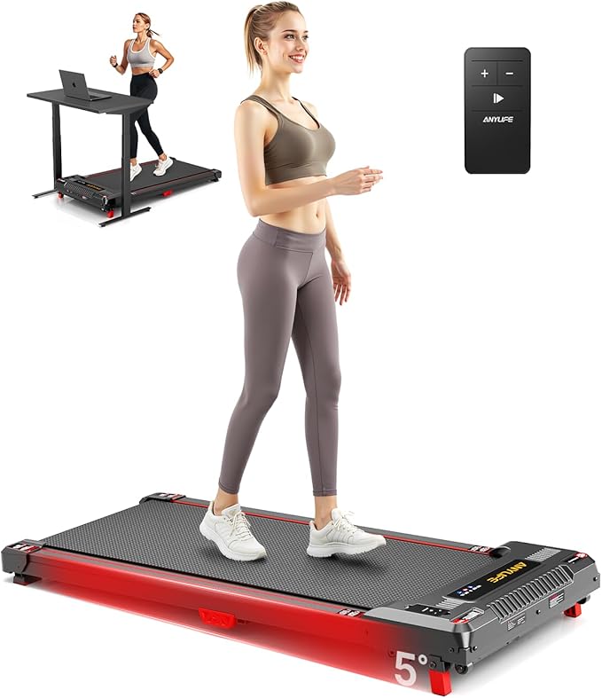 Walking Pad Treadmill, Anylife Incline Walking Pads Under Desk 330lb Capacity, 2.5HP Portable Treadmills for Home, Compact Treadmill Small Running Pad with LED Display, Remote Control